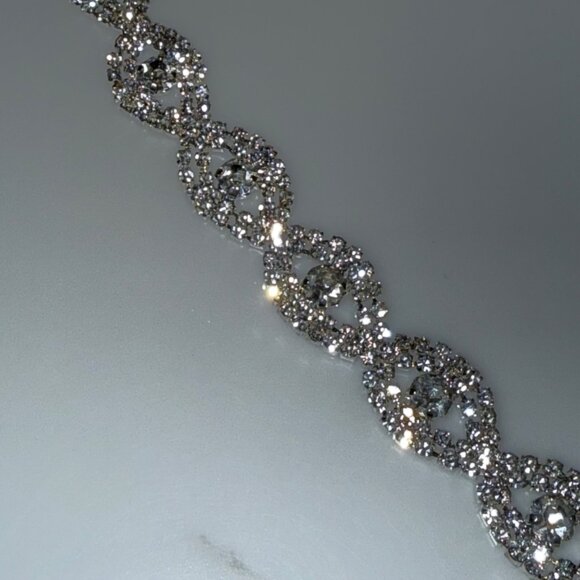 Rhinestone Womens Belt Sparkly Silver Crystal Diamond Look Wedding Bridal Formal - Picture 5 of 11